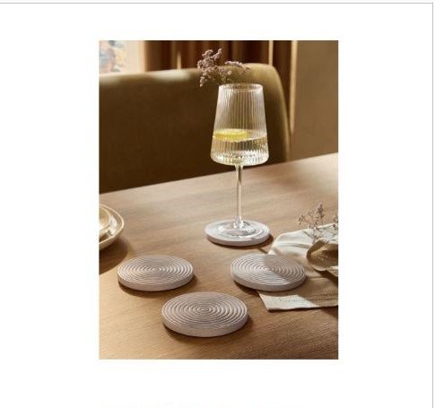 Set of 4 White Wash Bronx Etched Wooden Coasters