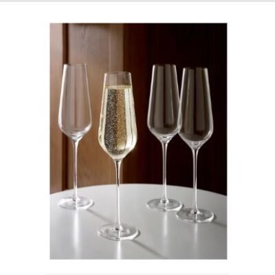 4 Clear Belgravia Crystal Flute Glasses