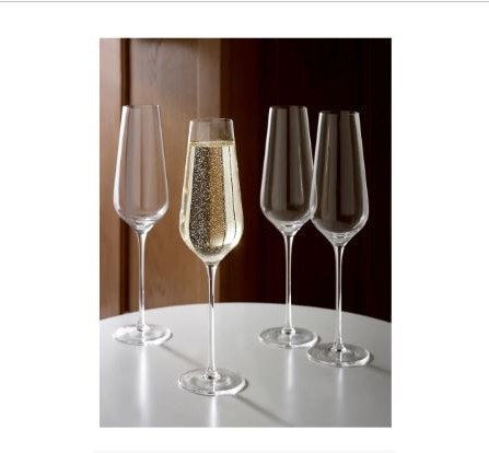 4 Clear Belgravia Crystal Flute Glasses