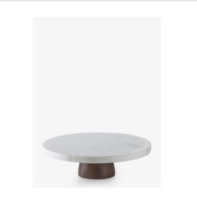 White Marble and Mango  Wood Cake Stand