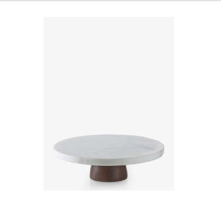 White Marble and Mango  Wood Cake Stand