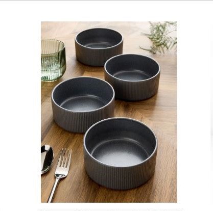 Charcoal Grey Stamford Set of 4 Cereal Bowls
