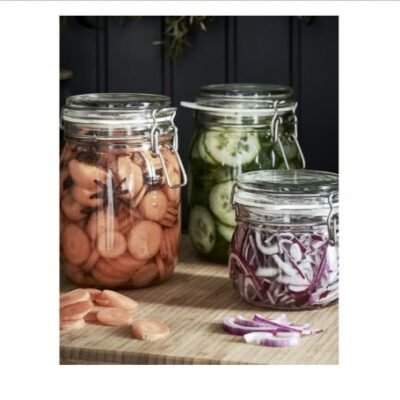 KORKEN Jar with Lid, Clear Glass, 17oz. Set of 3