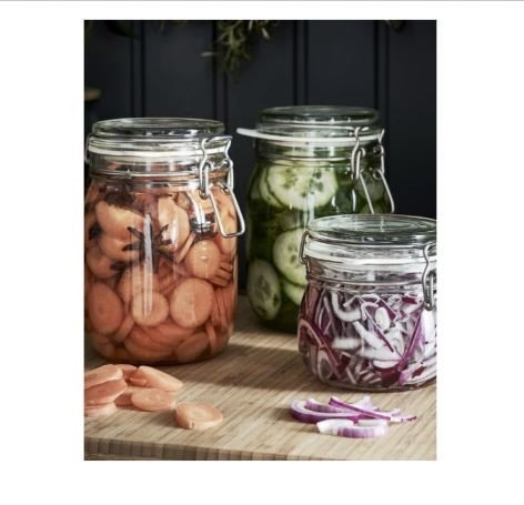 KORKEN Jar with Lid, Clear Glass, 17oz. Set of 3